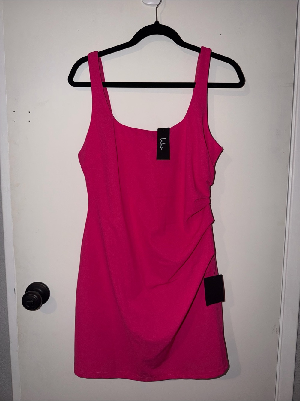 Lulu's Vibrant Fuchsia Square-Neck Mini Dress